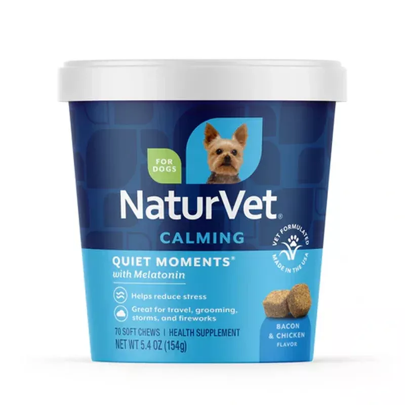 NaturVet Quiet Moments Dog Calming Aid Soft Chews, Dog Supplement