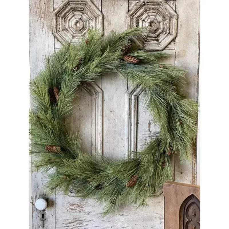 Northern Soft Pine Wreath with Cones