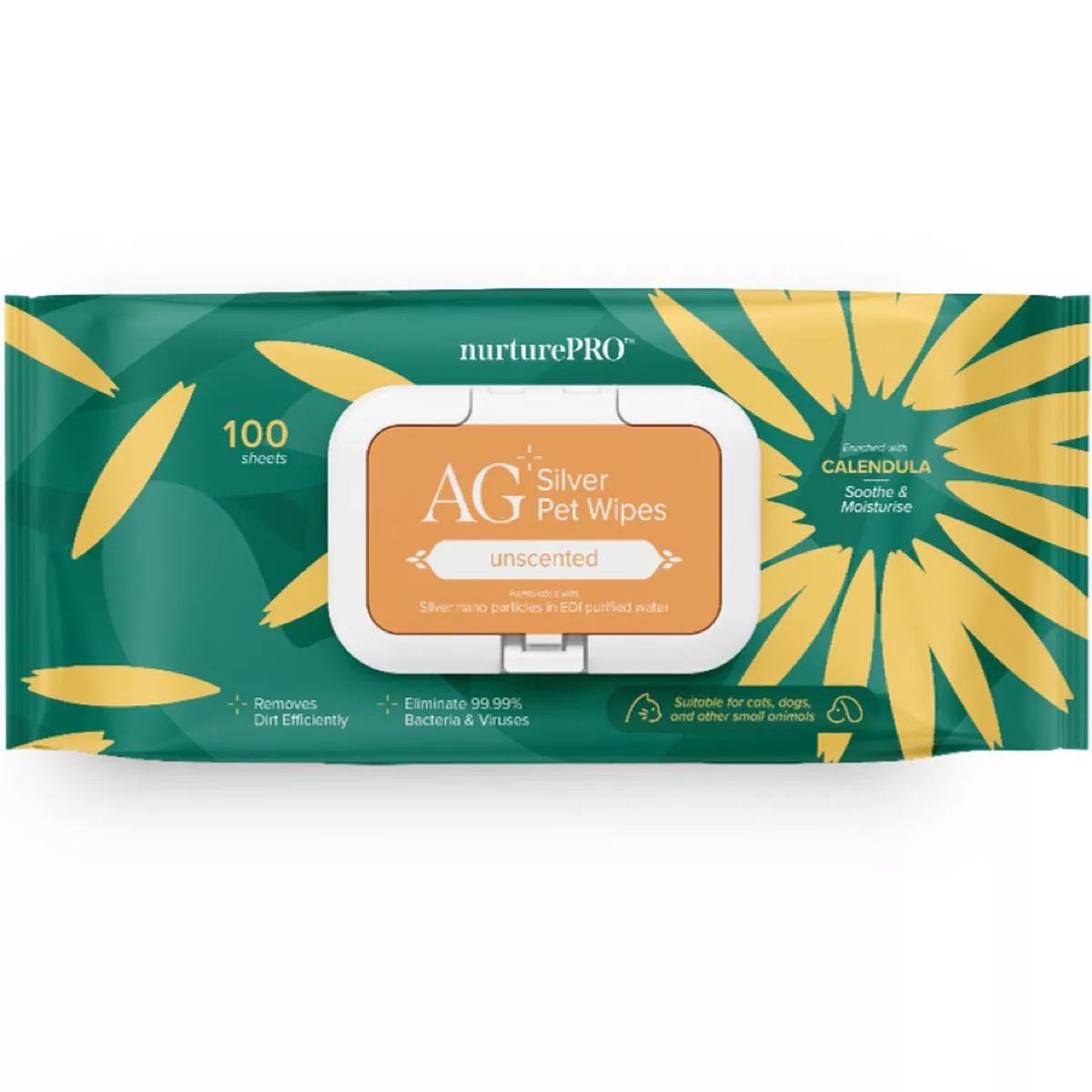 Nurture Pro AG+ Silver Pet Wipes (Unscented) 100ct