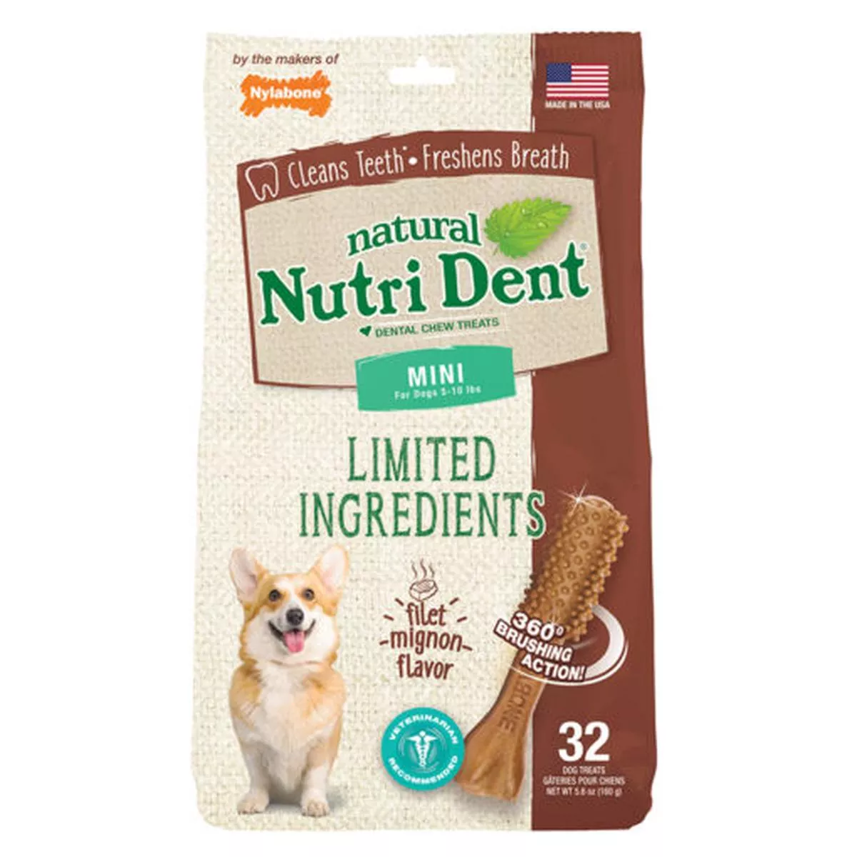 NY Nutri Dent Filet Mignon 32 Count Pouch NTD660M3