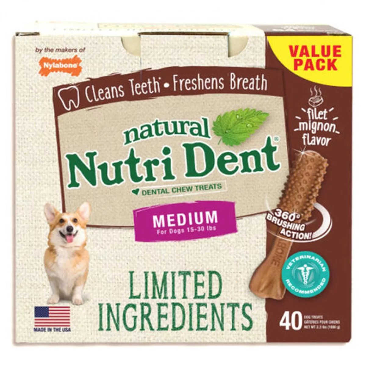 NY Nutri Dent Filet Mignon 40 Count Box NTD662T40P