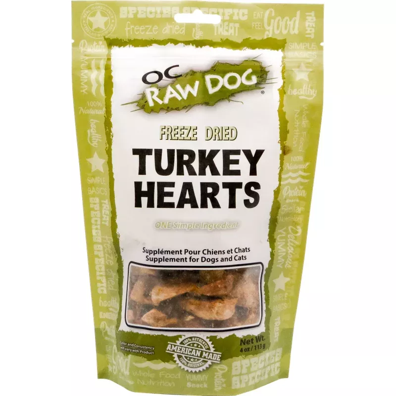 OC Raw Freeze Dried Turkey Hearts 4 oz.