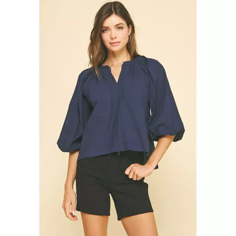Olivia Self-tie V-neck Blouse Top