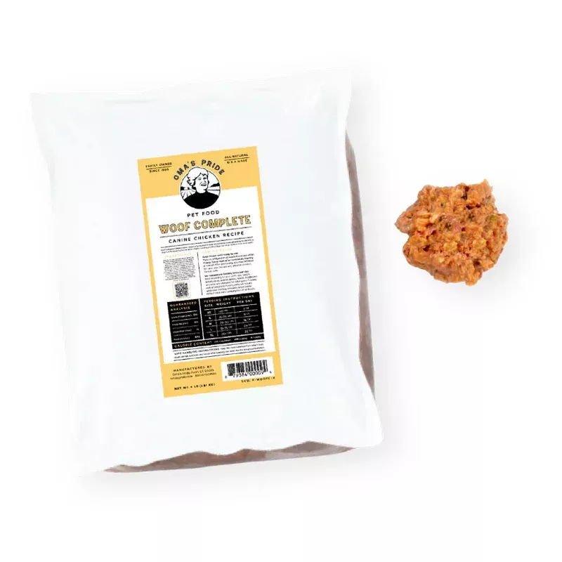 Oma’s Pride Woof Complete Dog Chicken Recipe, Frozen Raw Dog Food
