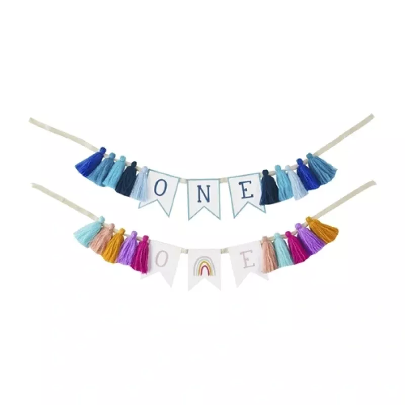 One Birthday Banners|Blue&Pink