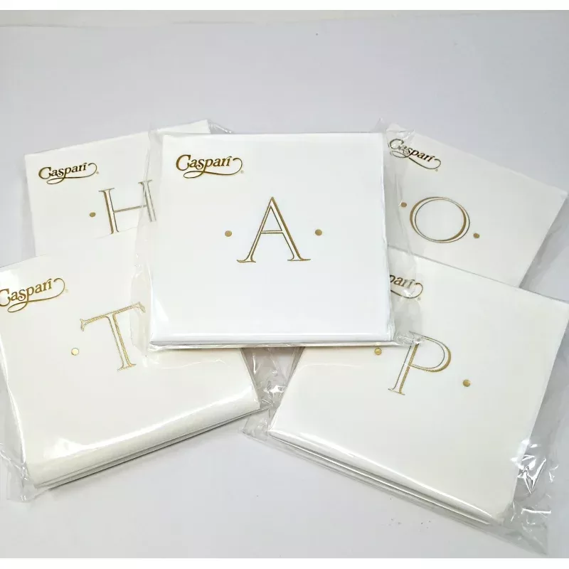 Paper Linen White Cocktail Initial Napkins (Sold Individually)
