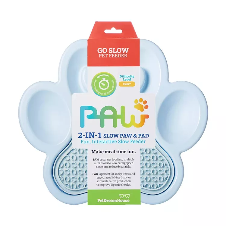 PAW 2-in-1 Lick Pad with Slow Feeder Plate – Baby Blue