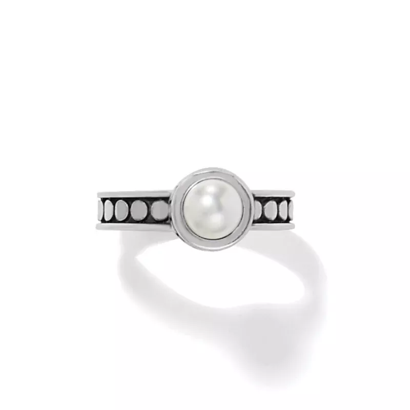 Pebble Dot Pearl Slim Band Ring