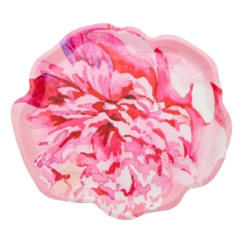 Peony Salad Plate Pink Peonies