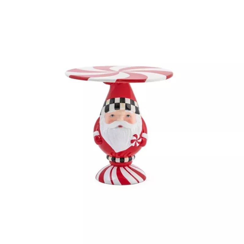 Peppermint Santa Pedestal Platter