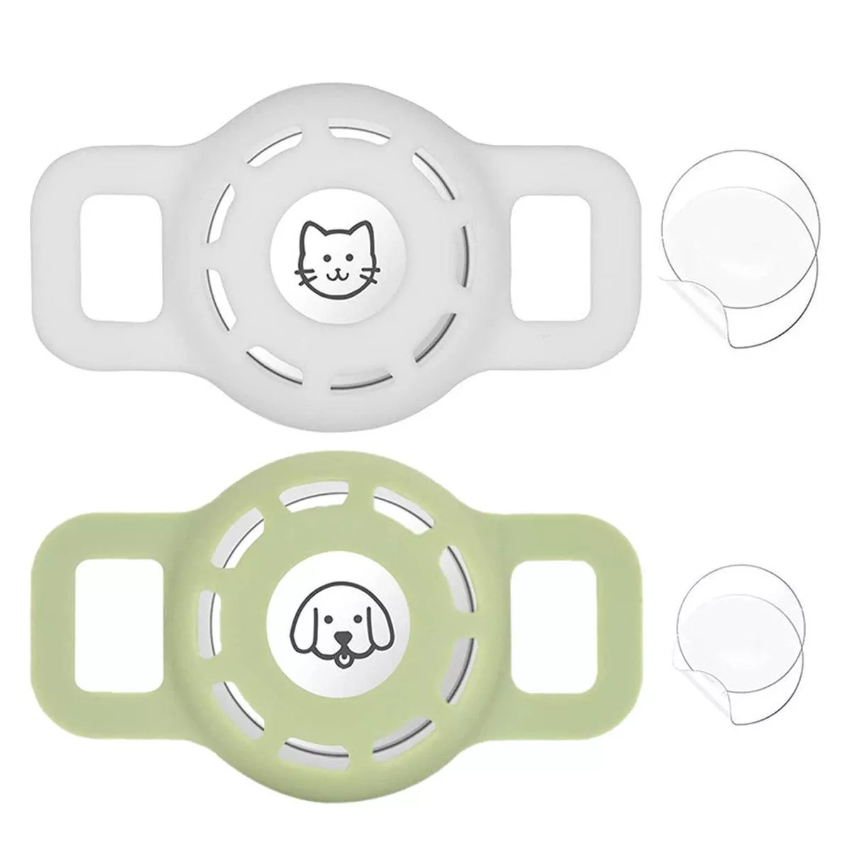 Pet Collar Loss Proof Protective Sleeve – White green