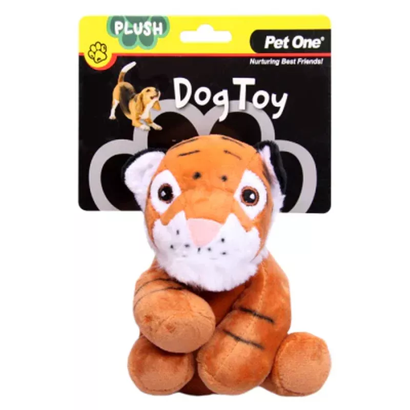 Pet One Dog Toy Plush Squeaky Tiger 15cmH