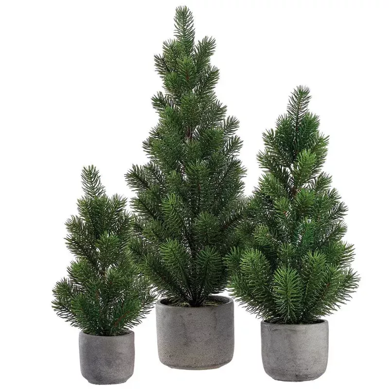 Pine Tree in Cement Pot Green|Small&Medium&Large