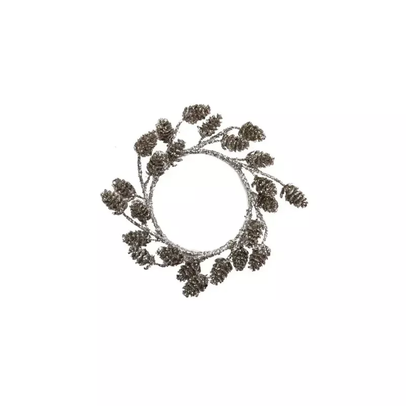 Plastic Pinecone Candle Ring, Platium Finish