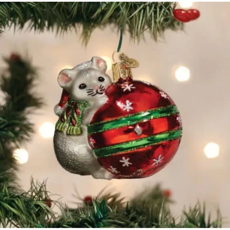 Playful Christmas Mouse Ornament