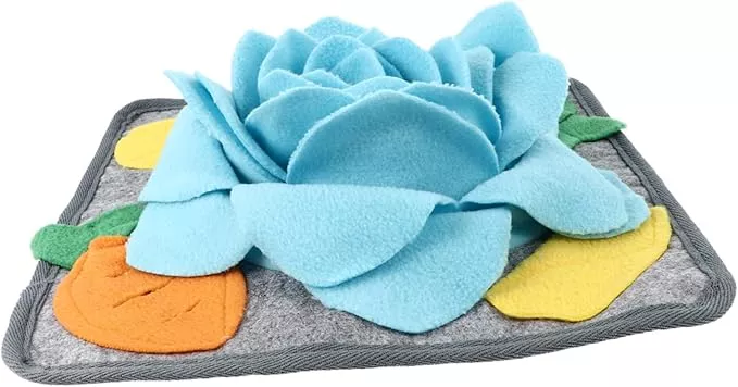 POPETPOP Rabbit Snuffle Mat for Foraging Slow Feeding Interactive Nose Work Training Toy for Bunnies Washable PET Anxiety Relief Pad Random Rope Position