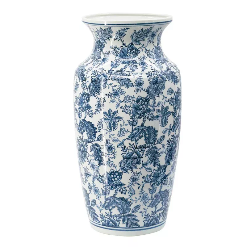 Porcelain Vase, White/Blue