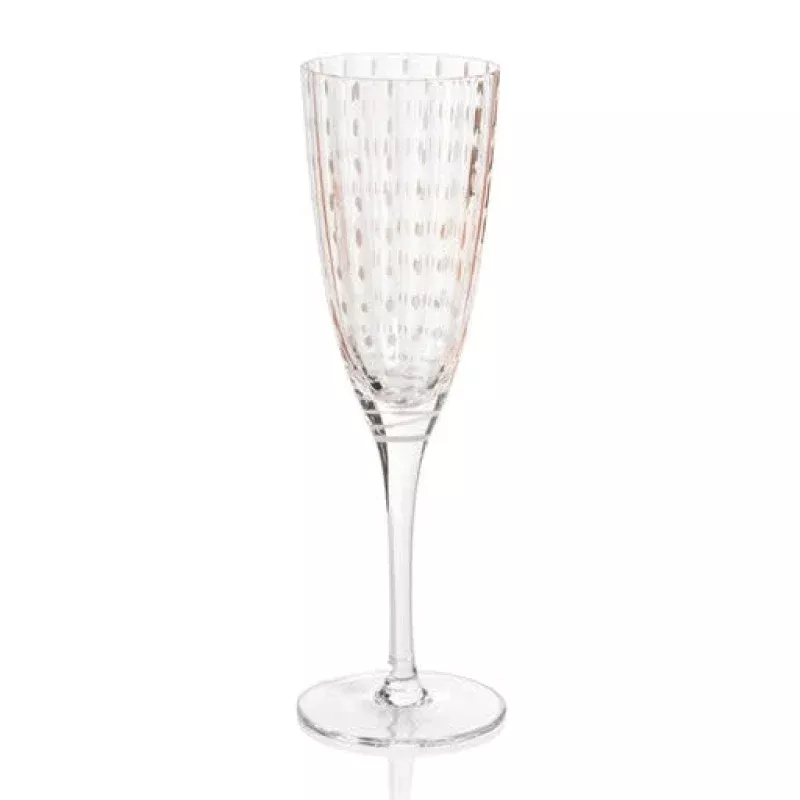 Portofino White Dot Champagne Flute – Pink