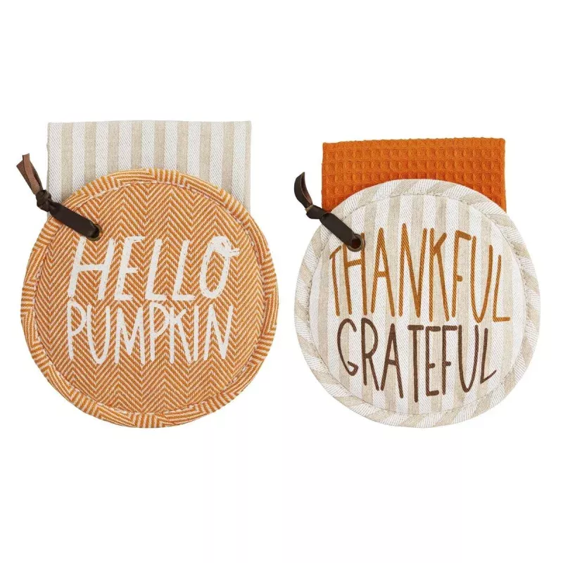 Pot Holder & Towel Set|Thankful&Hello Pumpkin