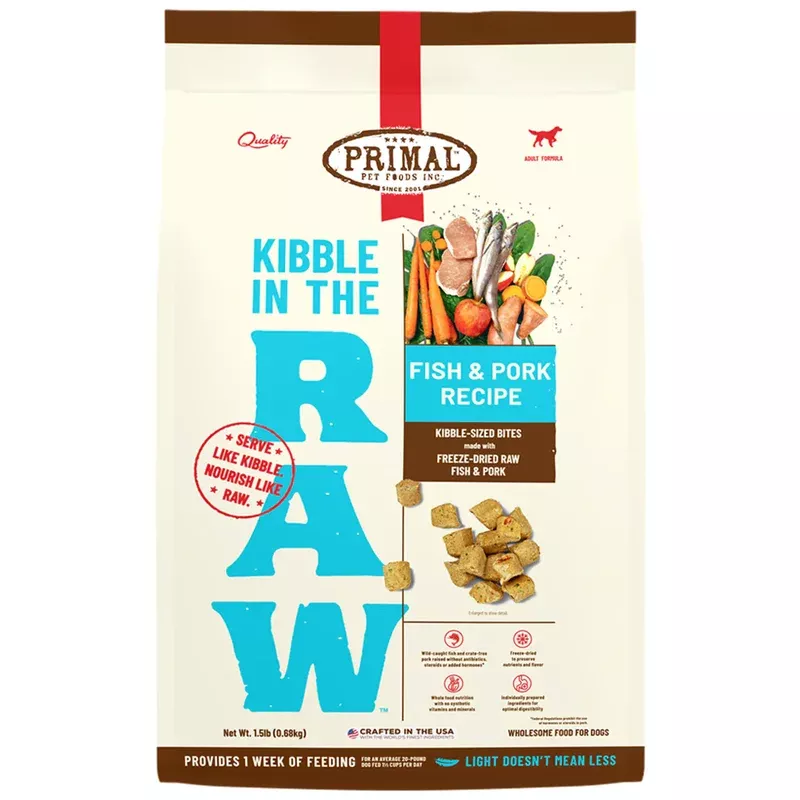 Primal Kibble in the Raw Fish & Pork