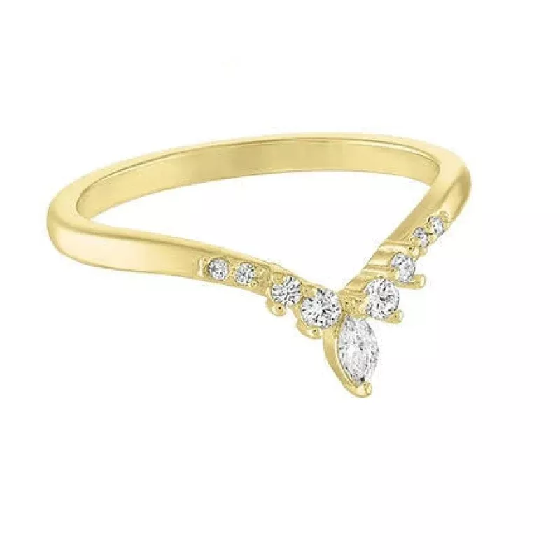 Princess CZ V Gold Layers Ring