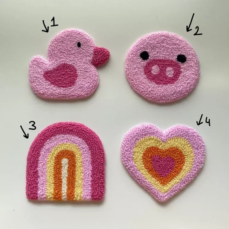Punch Needle Coasters, Handmade Mug Rug