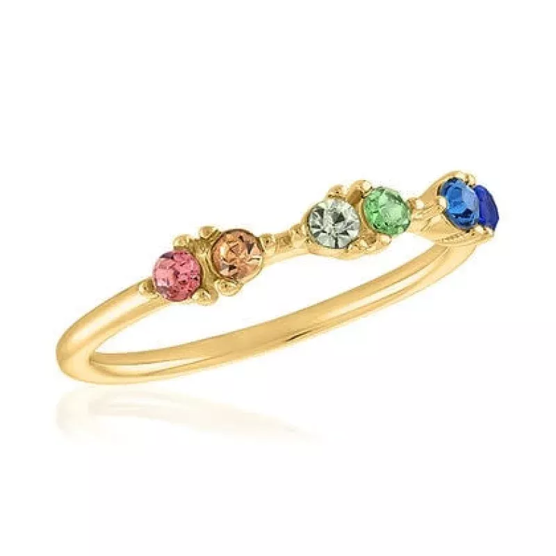 Rainbow Duos Gold Layers Rings