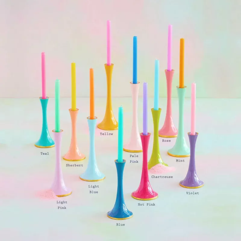 Rainbow Taper Candle Holders|Blue&Teal&Sherbert&Violet&Chartreuse&Hot Pink&Light Blue&Light Pink&Mint&Pale Pink&Rose&Yellow|Small&Medium&Large