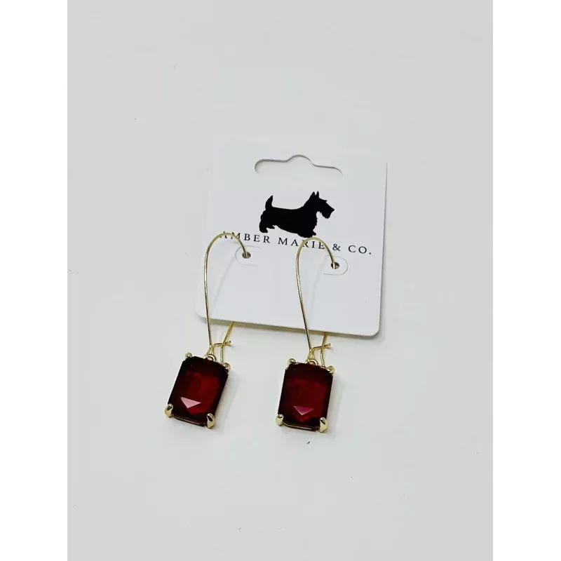 Rectangle Drop Earrings|Clear&Red&Gold&Multi&Grey