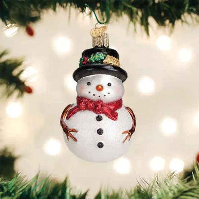 Red Bow Holly Hat Snowman