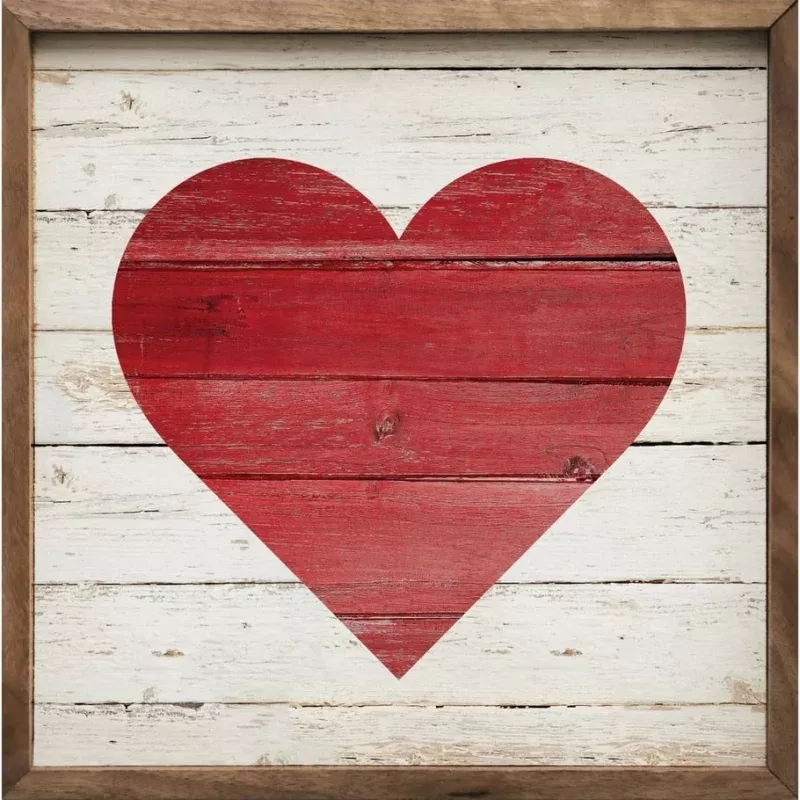 Red Heart On Whitewash