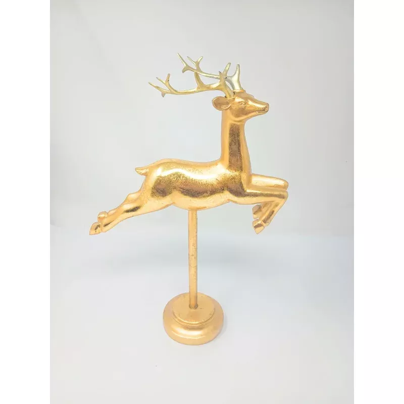 Res Flying Gold Reindeer Decor