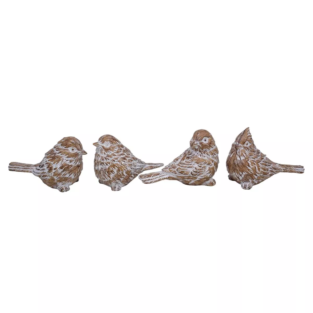 Resin Natural Fuzzy Birds (Assortment of 4)