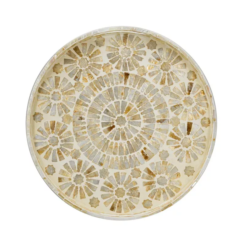 Round Wooden Accent Tray