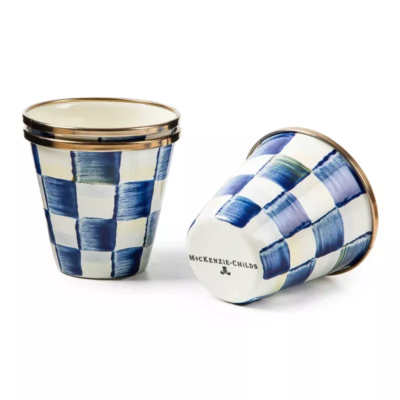 Royal Check Enamel Herb Pot– Sold Individually