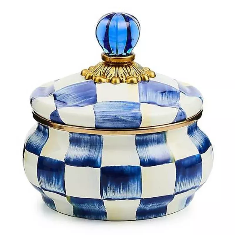 Royal Check Enamel Squashed Pot