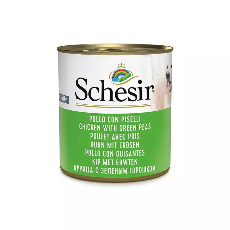 Schesir Dog tin 285g – Chicken & Peas