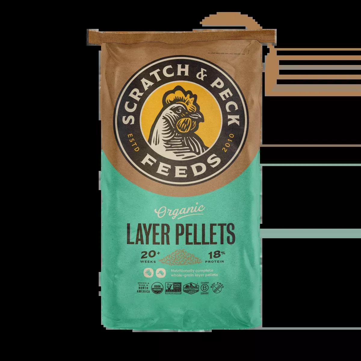 Scratch & Peck Organic Layer 18% Pellets For Chickens & Ducks – 35lb Bag