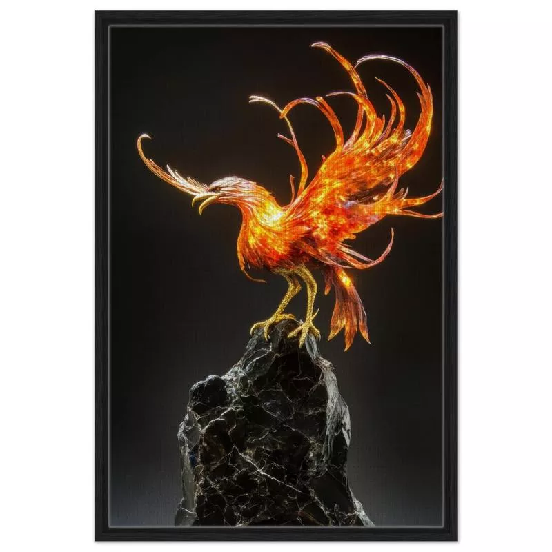 A sculpture of a bird on a rock