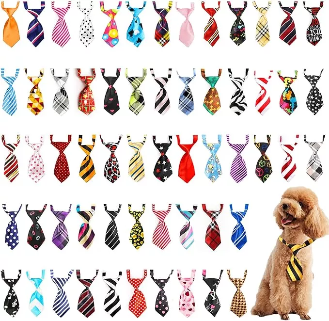 Segarty 60 PCS Small Dog Ties, Assorted Pattern Adjustable Pet Bow Ties for Small Dogs Bows Cats Grooming Bowties Puppy Neckties Festival Party Valentine Photography Birthday Gift Holiday Costumes