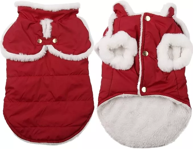 Shawl Design Fleece Lined Warm Dog Jacket for Winter Cold Weather,Soft Windproof Medium Dog Coat,Pink L