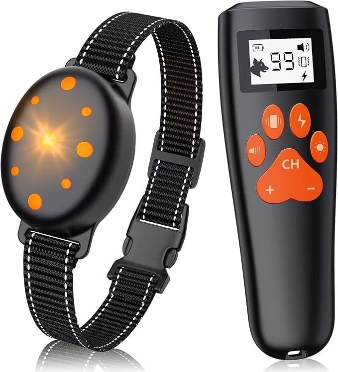 Shock Collar, Rechargeable Electric Dog Training Collar, 1000Ft Remote Range Dog Training Collar with Beep Vibration and Shock, for Small Medium Large Dogs (Red) (1-2) (1&1Orange)