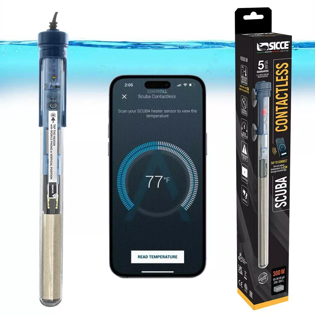 SICCE Scuba 300 Watt Contactless App Adjustable Aquarium Fish Tank Heater