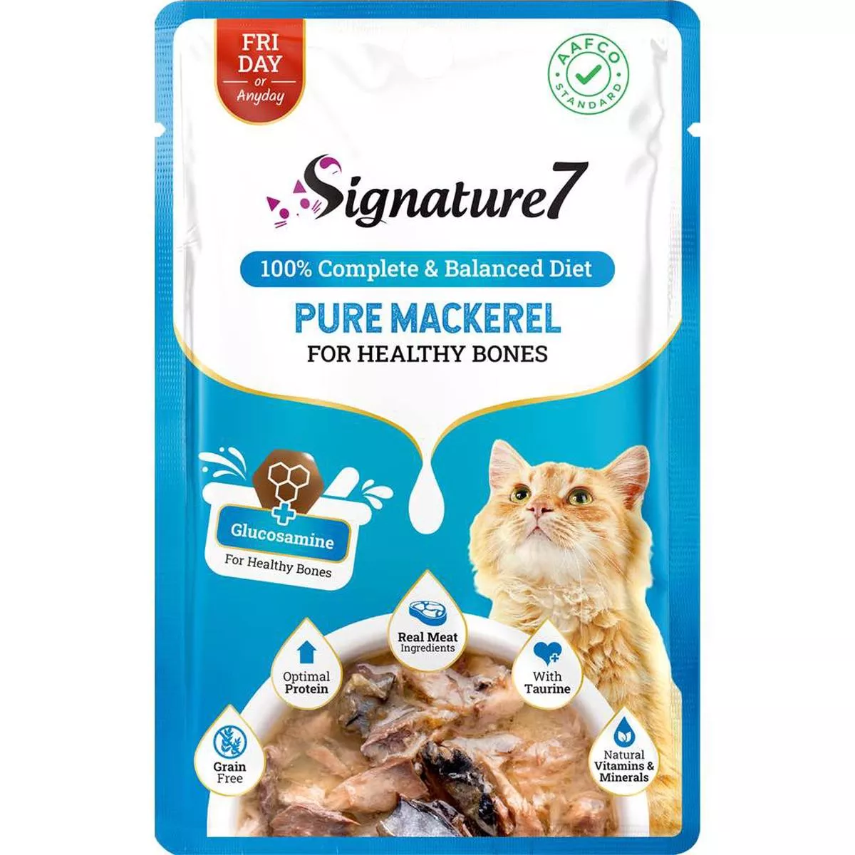 Signature7 Pure Mackerel For Healthy Bones (Fri) Grain-Free Pouch Cat Food 50g x 12