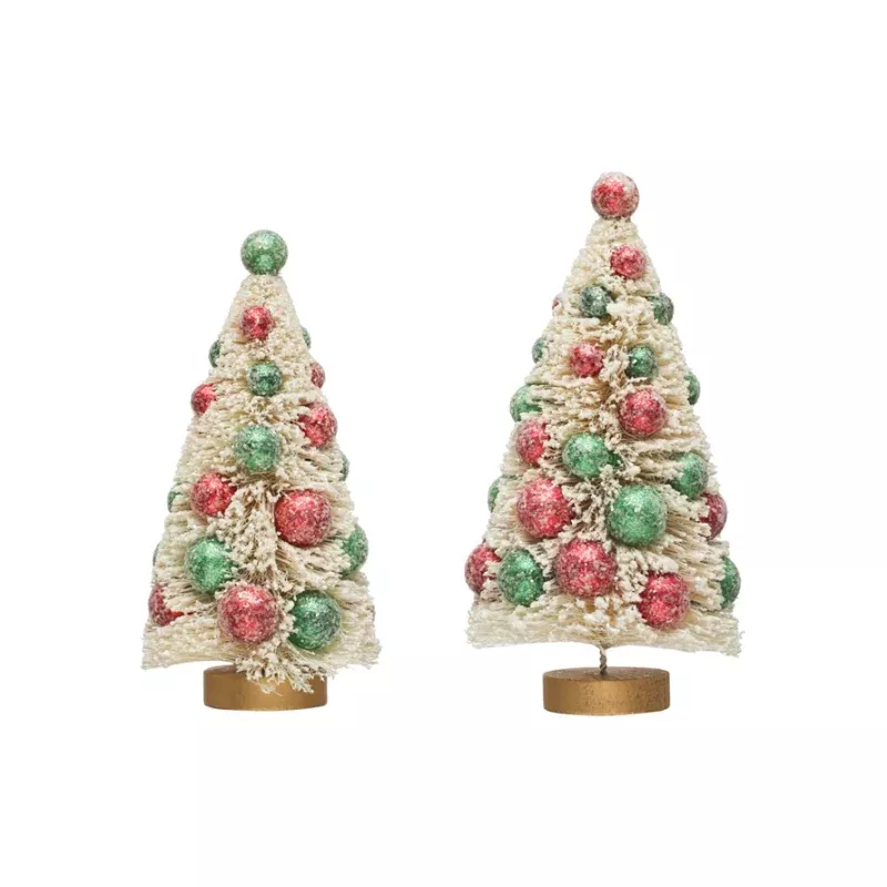 Sisal Bottle Brush Trees Red & Green Orn