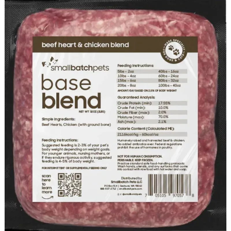 Smallbatch Beef Heart & Chicken Blend, Frozen Raw Pet Supplement, 2-lb
