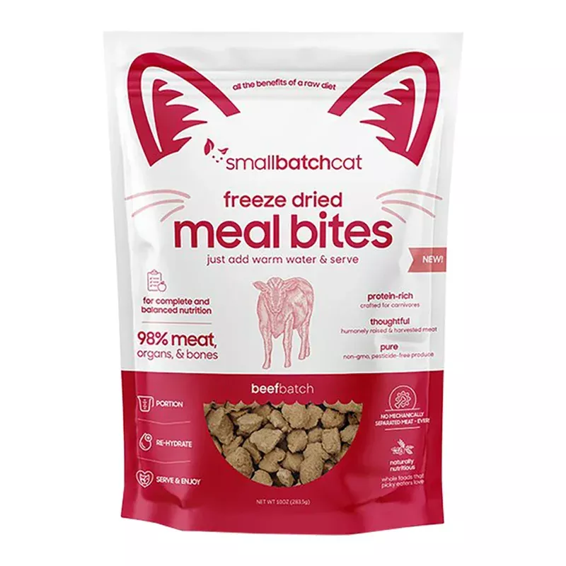 Smallbatch Bites Freeze Dried Cat Food – Beef – 10oz Bag