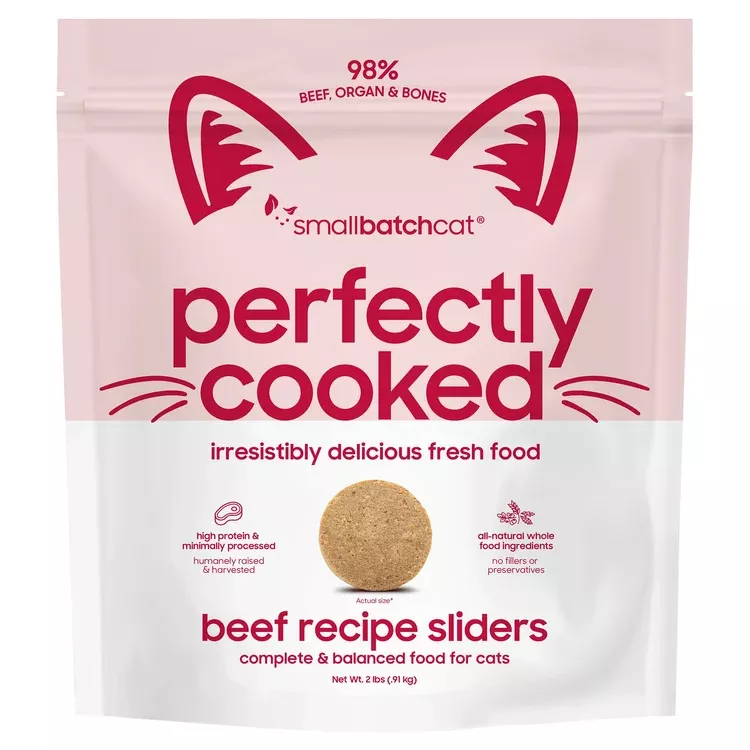 Smallbatch Perfectly Cooked Frozen Cat Food – Beef – 2lb Bag
