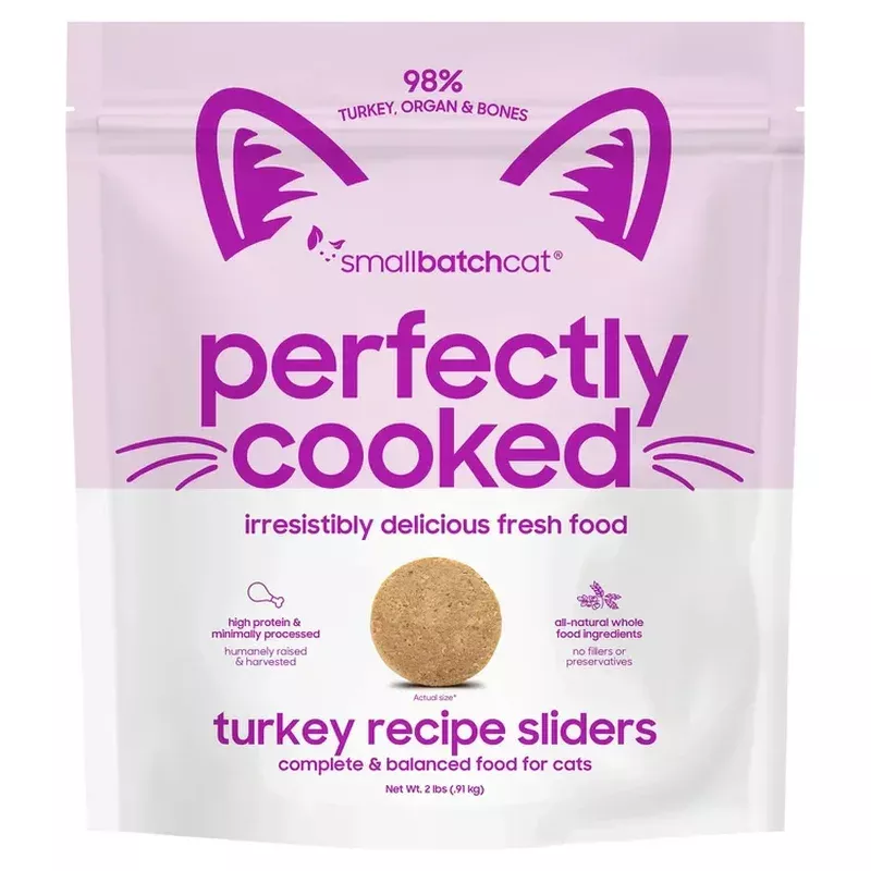 Smallbatch Perfectly Cooked Frozen Cat Food – Turkey – 2lb Bag