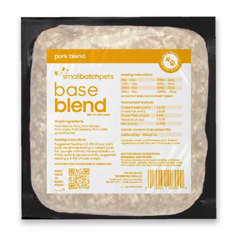 Smallbatch Pork Blend, Frozen Raw Pet Supplement, 2-lb
